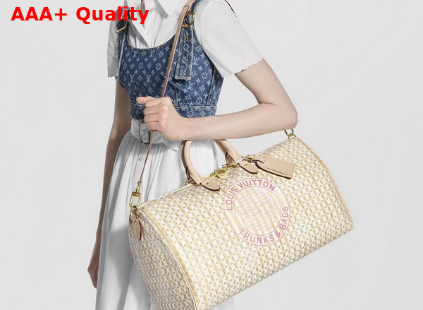 Louis Vuitton Keepall Bandouliere 45 LV Stamp Canvas Banana Yellow M28678 Replica