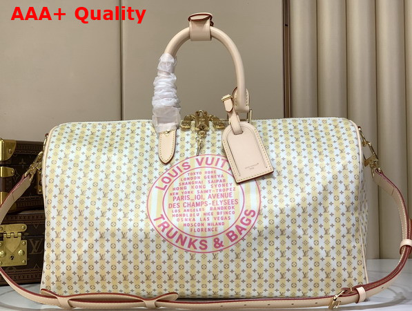 Louis Vuitton Keepall Bandouliere 45 LV Stamp Canvas Banana Yellow M28678 Replica