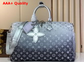 Louis Vuitton Keepall Bandouliere 45 Travel Bag in Frost Gradient Silver Nylon Fabric Replica M12067 Replica