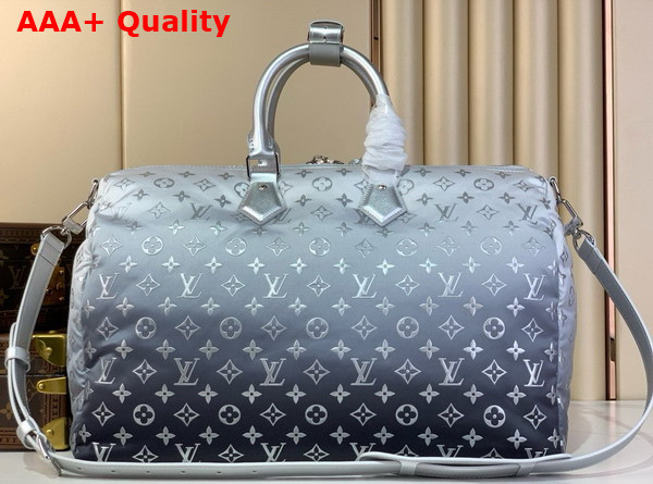 Louis Vuitton Keepall Bandouliere 45 Travel Bag in Frost Gradient Silver Nylon Fabric Replica M12067 Replica