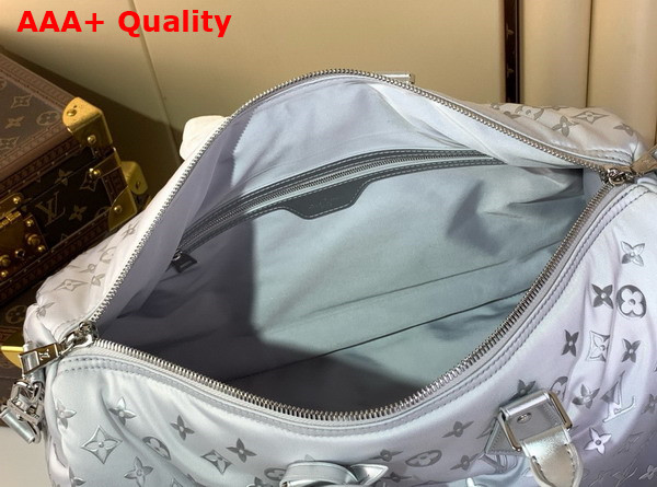 Louis Vuitton Keepall Bandouliere 45 Travel Bag in Frost Gradient Silver Nylon Fabric Replica M12067 Replica
