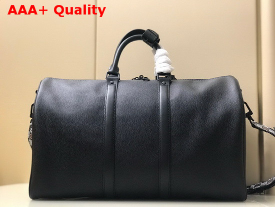 Louis Vuitton Keepall Bandouliere 45 in Black Grained Calfskin with Damier Print Shoulder Strap Replica