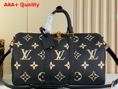 Louis Vuitton Keepall Bandouliere 45 in Black and Beige Monogram Empreinte Embossed Leather M46670 Replica