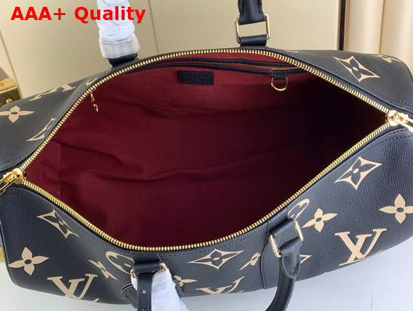 Louis Vuitton Keepall Bandouliere 45 in Black and Beige Monogram Empreinte Embossed Leather M46670 Replica