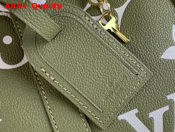 Louis Vuitton Keepall Bandouliere 45 in Khaki Green and Beige Monogram Empreinte Embossed Leather Replica