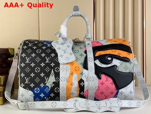 Louis Vuitton Keepall Bandouliere 45 in Multicolor Monogram Coated Canvas and Cowhide Leather M23160 Replica