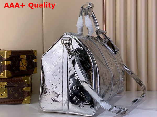 Louis Vuitton Keepall Bandouliere 45 in Silver Monogram Mirror Coated Canvas Replica