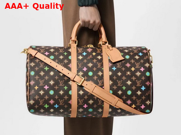 Louis Vuitton Keepall Bandouliere 50 Bag in Black Multicolor Monogram Canvas Replica