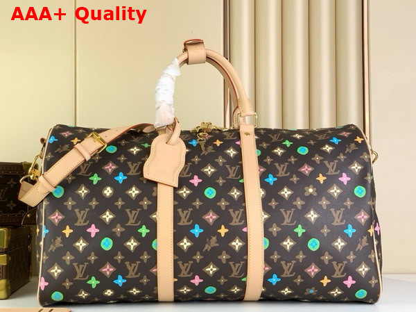 Louis Vuitton Keepall Bandouliere 50 Bag in Black Multicolor Monogram Canvas Replica