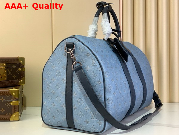 Louis Vuitton Keepall Bandouliere 50 Bag in Blue Monogram Heritage Coated Canvas M14837 Replica