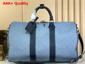 Louis Vuitton Keepall Bandouliere 50 Bag in Blue Monogram Heritage Coated Canvas M14837 Replica