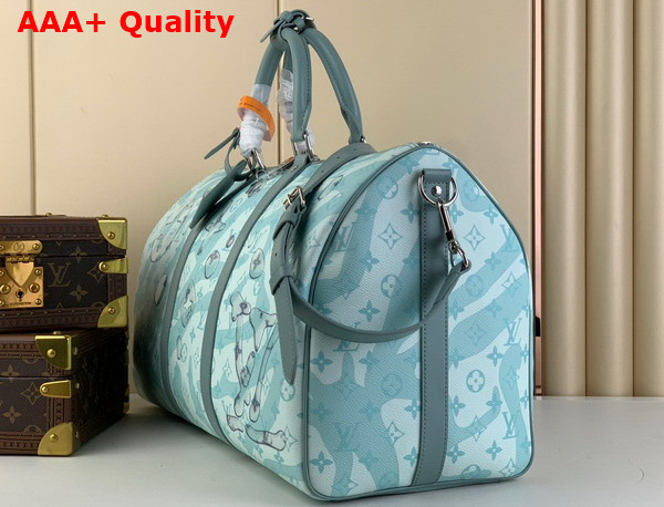 Louis Vuitton Keepall Bandouliere 50 Bag in Crystal Blue Monogram Aquagarden Coated Canvas M22570 Replica