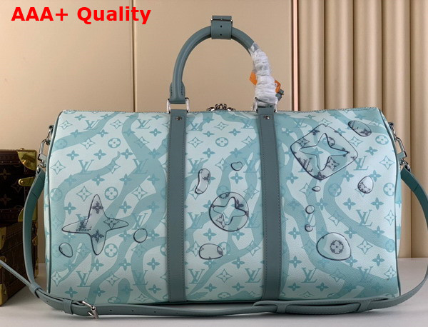 Louis Vuitton Keepall Bandouliere 50 Bag in Crystal Blue Monogram Aquagarden Coated Canvas M22570 Replica