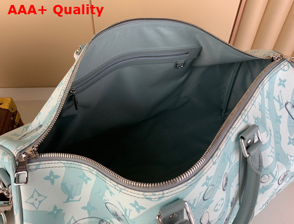 Louis Vuitton Keepall Bandouliere 50 Bag in Crystal Blue Monogram Aquagarden Coated Canvas M22570 Replica