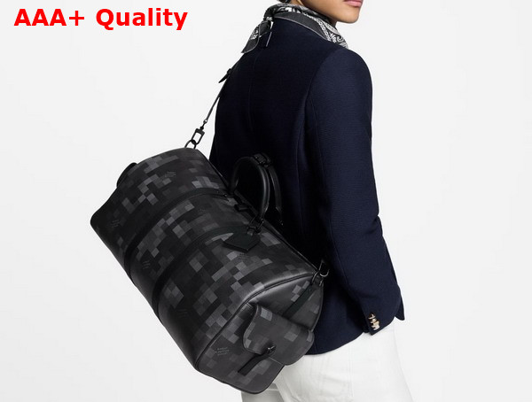 Louis Vuitton Keepall Bandouliere 50 Bag in Damoflage Black Coated Canvas M14957 Replica