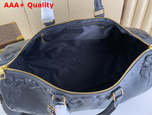 Louis Vuitton Keepall Bandouliere 50 Bag in Dark Shadow Gray Calf Leather Replica