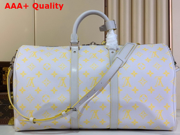 Louis Vuitton Keepall Bandouliere 50 Bag in Gray and Yellow Monogram Glow Coated Canvas M14834 Replica