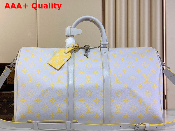 Louis Vuitton Keepall Bandouliere 50 Bag in Gray and Yellow Monogram Glow Coated Canvas M14834 Replica