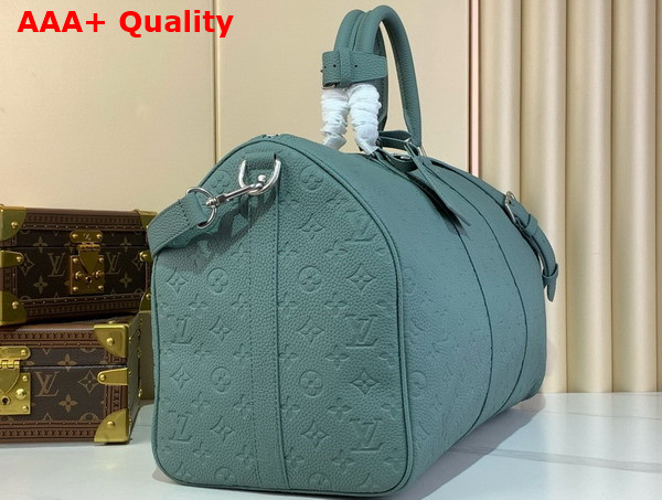 Louis Vuitton Keepall Bandouliere 50 Bag in Misty Lake Green Taurillon Monogram Embossed Cowhide Leather M13976 Replica
