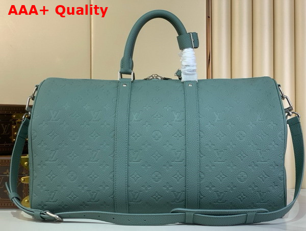Louis Vuitton Keepall Bandouliere 50 Bag in Misty Lake Green Taurillon Monogram Embossed Cowhide Leather M13976 Replica