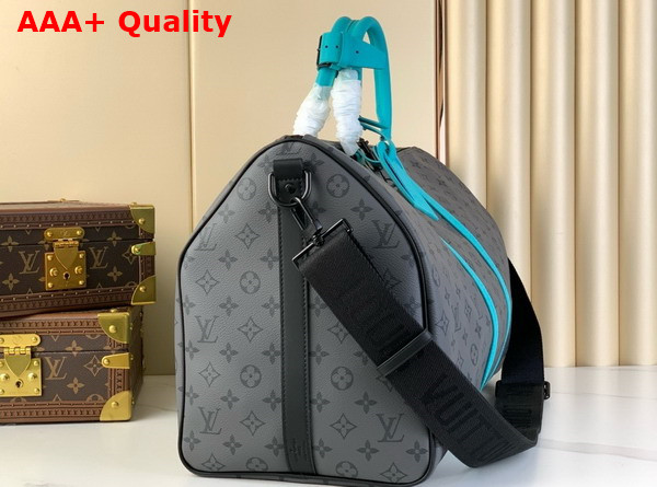 Louis Vuitton Keepall Bandouliere 50 Bag in Monogram Eclipse Reverse Coated Canvas Replica
