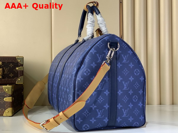 Louis Vuitton Keepall Bandouliere 50 Bag in Ocean Blue Monogram Heritage Coated Canvas M26864 Replica