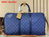 Louis Vuitton Keepall Bandouliere 50 Bag in Ocean Blue Monogram Heritage Coated Canvas M26864 Replica