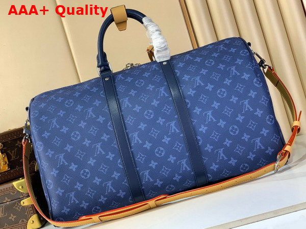 Louis Vuitton Keepall Bandouliere 50 Bag in Ocean Blue Monogram Heritage Coated Canvas M26864 Replica