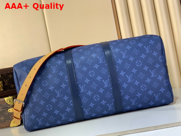 Louis Vuitton Keepall Bandouliere 50 Bag in Ocean Blue Monogram Heritage Coated Canvas M26864 Replica