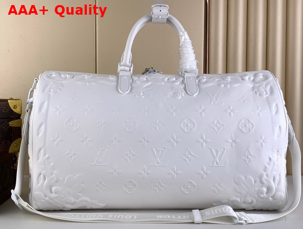 Louis Vuitton Keepall Bandouliere 50 Bag in Optic White Calf Leather M21845 Replica