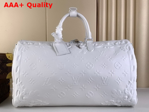 Louis Vuitton Keepall Bandouliere 50 Bag in Optic White Calf Leather M21845 Replica
