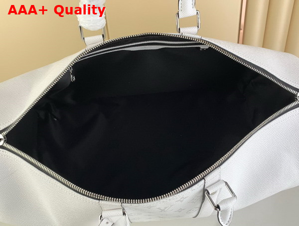 Louis Vuitton Keepall Bandouliere 50 Bag in Optic White Monogram Coated Canvas and Taiga Cowhide Leather M30885 Replica