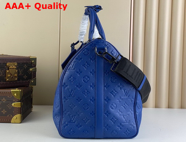 Louis Vuitton Keepall Bandouliere 50 Bag in Racing Blue Embossed Taurillon Monogram Cowhide Leather M23141 Replica