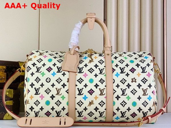 Louis Vuitton Keepall Bandouliere 50 Bag in White Multicolor Monogram Canvas Replica