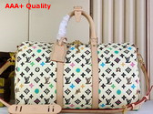 Louis Vuitton Keepall Bandouliere 50 Bag in White Multicolor Monogram Canvas Replica
