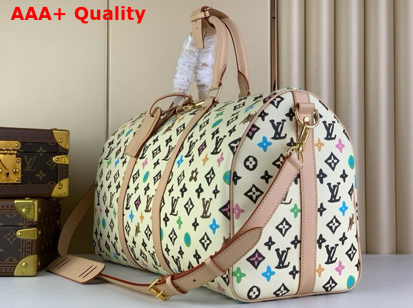 Louis Vuitton Keepall Bandouliere 50 Bag in White Multicolor Monogram Canvas Replica