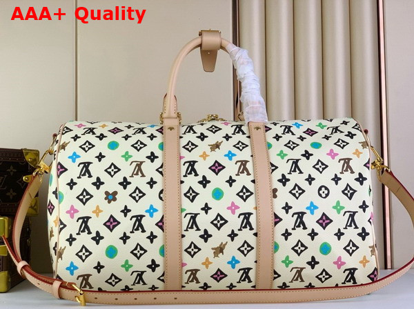 Louis Vuitton Keepall Bandouliere 50 Bag in White Multicolor Monogram Canvas Replica