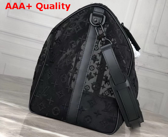 Louis Vuitton Keepall Bandouliere 50 Black Monogram Embroidered Mesh M53971 Replica