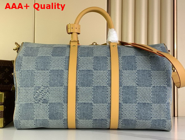 Louis Vuitton Keepall Bandouliere 50 Blue Damier Denim 3D Cotton Canvas N40739 Replica