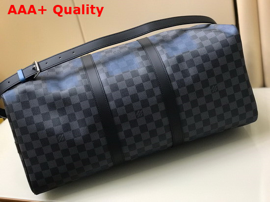 Louis Vuitton Keepall Bandouliere 50 Blue Damier Graphite Giant Coated Canvas N40410 Replica