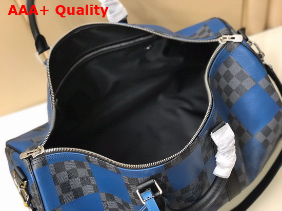Louis Vuitton Keepall Bandouliere 50 Blue Damier Graphite Giant Coated Canvas N40410 Replica
