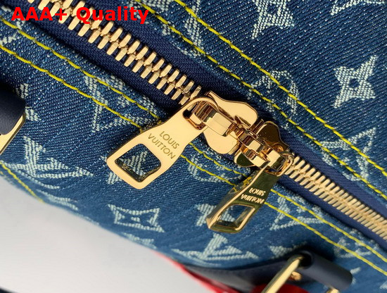 Louis Vuitton Keepall Bandouliere 50 Blue Monogram Denim and Navy Blue Taurillon Leather M45975 Replica