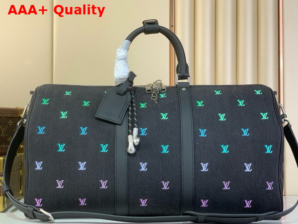 Louis Vuitton Keepall Bandouliere 50 Gradient Blue LV Blason Denim M13966 Replica
