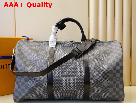 Louis Vuitton Keepall Bandouliere 50 Gray Damier Graphite 3D Coated Canvas N50016 Replica