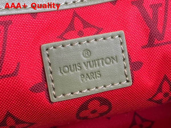 Louis Vuitton Keepall Bandouliere 50 Khaki Green and Vermillion Red Monogram Canvas Replica