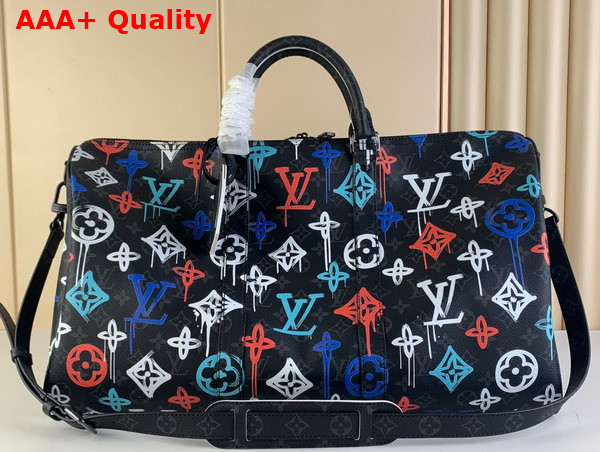 Louis Vuitton Keepall Bandouliere 50 LV Graffiti Orange Monogram Coated Canvas M21384 Replica