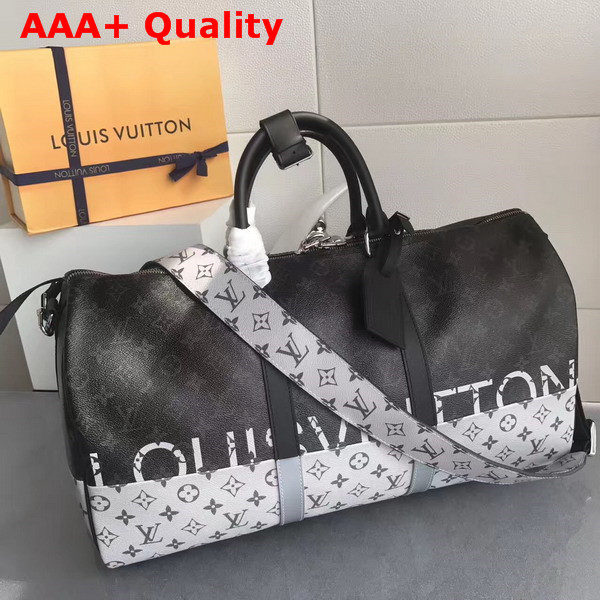 Louis Vuitton Keepall Bandouliere 50 Monogram Eclipse Canvas Dual Color Replica