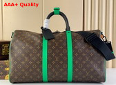 Louis Vuitton Keepall Bandouliere 50 Monogram Macassar Coated Canvas and Minty Green Cowhide Leather M46259 Replica