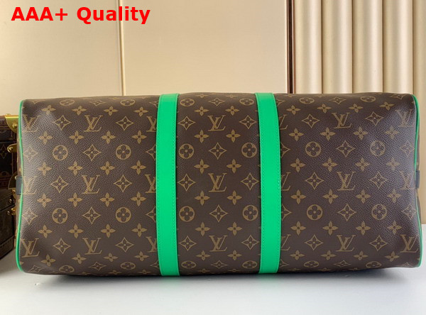 Louis Vuitton Keepall Bandouliere 50 Monogram Macassar Coated Canvas and Minty Green Cowhide Leather M46259 Replica