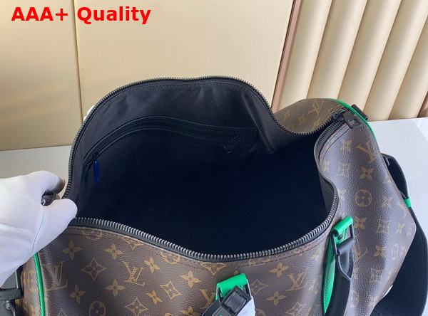 Louis Vuitton Keepall Bandouliere 50 Monogram Macassar Coated Canvas and Minty Green Cowhide Leather M46259 Replica